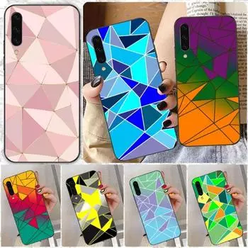 Чехол для телефона с геометрическим абстрактным кристаллом для Samsung A91 A81 A73 A72 A71 A30S A20 A12 A13 A52 A53 4G 5G, мягкий черный чехол для телефона Samsung A91