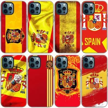 Чехол для телефона с гербом Испании и флагом для Apple iPhone 14 13 12 Mini 11 Pro Max 7 8 XR X XS 7 8 Plus SE 2020 2022, черный чехол iPhone SE 2022