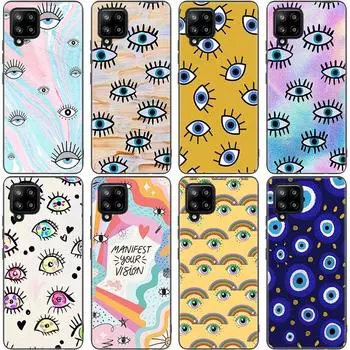 Чехол для телефона с голубым сглазом для Samsung Galaxy A12 A02S A22 A32 A52 A72 A71 A51 A41 A31 A21 A11 A50 A70 A10S A20S, черный чехол Samsung A02