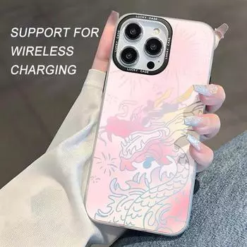 Чехол для телефона с градиентным лазером и драконом для iPhone 15 Pro, чехол для iPhone 13 12 11 14 Pro Max XR XS 7 8 Plus SE, противоударный чехол с защитой от падения For iPhone 11