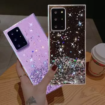 Чехол для телефона с градиентными блестками и блестками для Samsung Galaxy A04s A04e A14 A24 A34 A33 A53 A73 A13 A22 A32 A52 A72 M14 S23 Ultra S22 S21 S20 Plus, мягкий чехол For Samsung Galaxy M32 5G чёрный