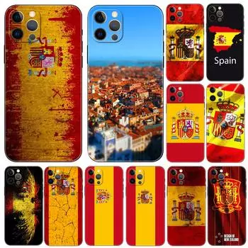 Чехол для телефона с испанским флагом для iPhone 5 5S 2020se 6 6s 7 8 plus x 10 XR XS 11 12 13 mini pro MAX, черная задняя крышка из ТПУ iphone 5 5S SE 2016