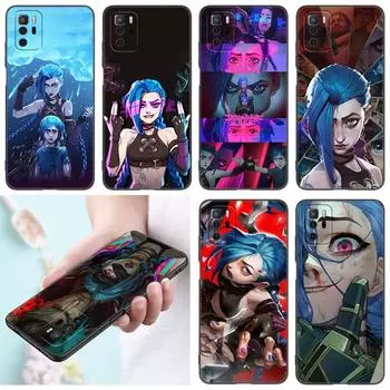 Чехол для телефона с изображением аниме Arcane Jinx-Vi для Xiaomi Redmi Note 7 8 9 10 Lite 11 11E 11T 12 Pro 11S 4G 10T 5G 8T 9S 10S, черный чехол из ТПУ Redmi Note 7(Pro)