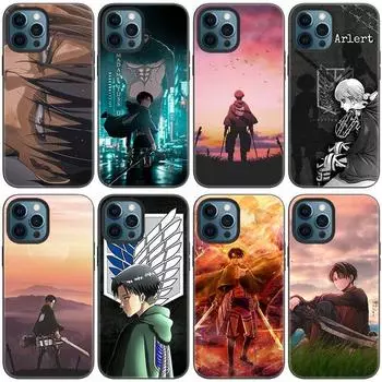 Чехол для телефона с изображением аниме «Атака Титанов» для Apple iPhone 14 13 12 Mini 11 Pro Max 7 8 XR X XS 7 8 Plus SE 2020 2022, черный чехол iPhone 14