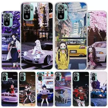 Чехол для телефона с изображением аниме девушки JDM, спортивный автомобиль, дрифт, чехол для Xiaomi Redmi Note 10 Pro Max 10S 9 9S 9T 8 8T 11T 11S 11 5G 11E 7 6 5 4X Co Redmi Note 10S