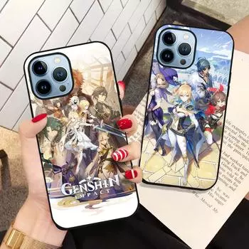 Чехол для телефона с изображением аниме Genshin Impact для Iphone 14 13 11 12 Pro Max Mini Xs Xr X 7 8 6s Plus Se 2022, чехол из закаленного стекла Carcasa For iPhone 13 Pro