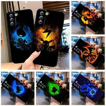 Чехол для телефона с изображением аниме Пикачу Покемонов для Samsung S23 S22 S21 S20 S10 S8 Note 20 A9 A73 A71 A53 A33 Ultra Plus FE черный Samsung S8