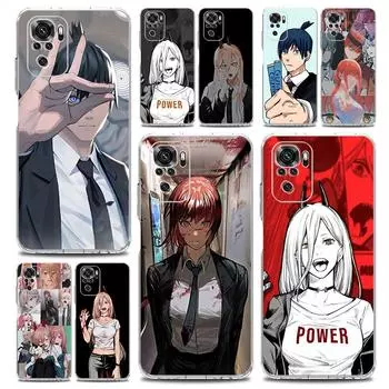 Чехол для телефона с изображением аниме Power Chainsaw Man для Xiaomi Redmi Note 12 11 9S 9 8 10 Pro Plus 7 8T 9C 9A 8A K40, игровой силиконовый прозрачный чехол Redmi Note 7