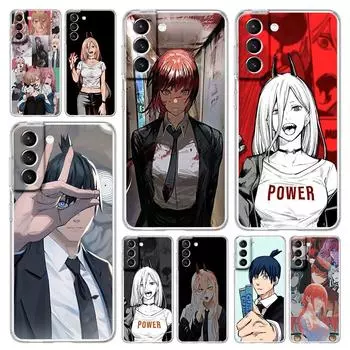 Чехол для телефона с изображением аниме Power Chainsaw Man для Samsung Galaxy S22 5G S20 Ultra S21 FE 5G S10E S9 S8 S10 Plus Note 20 10, прозрачный чехол Samsung S8