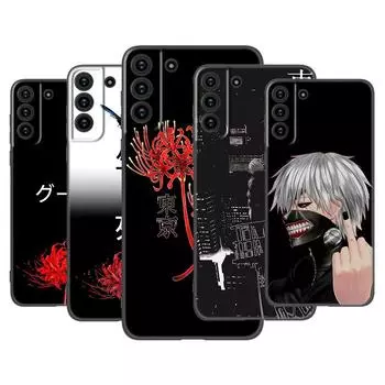 Чехол для телефона с изображением аниме Токио вурдалак с цветами для Samsung Galaxy S22 Pro S21 S20 Ultra FE S10 Lite 5G S10E S9 S8 Plus, мягкий черный чехол Samsung S22 Ultra