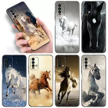 Чехол для телефона с изображением бегущей лошади и животного для Xiaomi Redmi Note 10 9 Pro Max 10S 10T 9A 9C 9S 9T 8A 8T 8 7 Pro, мягкий черный чехол из ТПУ Redmi 8