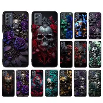 Чехол для телефона с изображением черепа и цветка для Moto G84 G22 G32 G42 G52 G62 G53 G72 G60 G60S G24 G10 G20 G30 G13 G50 G 5G G Pure Moto G 5G