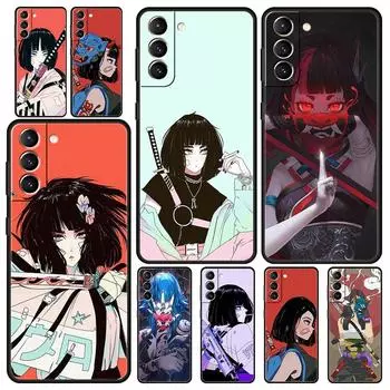 Чехол для телефона с изображением девушки из аниме в японском стиле для Samsung Galaxy S23 Ultra S22 S21 S20 FE 5G S10 S10E S9 S8 Plus Note 20, мягкий черный чехол Samsung S10 Plus