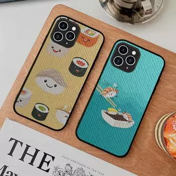 Чехол для телефона с изображением еды и суши, жесткий кожаный чехол для iPhone 11, 12, 13 Mini Pro Max 8, 7 Plus SE 2020 X XR XS, чехол iphone 7