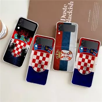 Чехол для телефона с изображением флага Хорватии и футбола для Samsung Galaxy Z Flip 4, тонкий, прочный, из ПК, чехол для Galaxy Z Flip 3 5G Z Flip3 5G