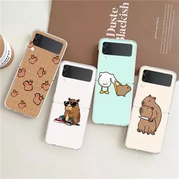 Чехол для телефона с изображением капибары из мультфильма для Samsung Z Flip 4 5, тонкий прозрачный чехол из прочного поликарбоната для Galaxy Z Flip 3 5 Galaxy Z Flip 3
