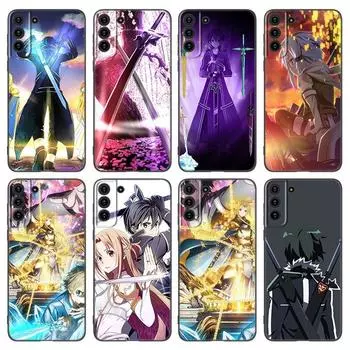 Чехол для телефона с изображением Кирито и Асуна для Samsung Galaxy S20 S21 FE S22 Ultra S10 Lite S10E S9 S8 Plus S7 Edge, мягкий черный чехол из ТПУ Samsung S22 Ultra