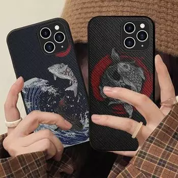 Чехол для телефона с изображением китайских рыбок кои, жесткий кожаный чехол для iPhone 11 12 13 Mini Pro Max 8 7 Plus SE 2020 X XR XS Coque iphone 7 or 8