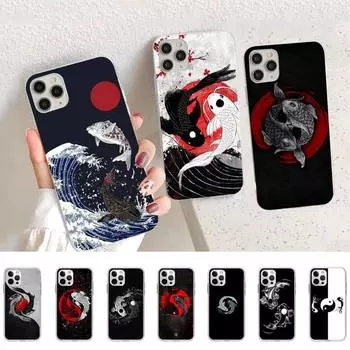 Чехол для телефона с изображением китайских рыбок кои для iPhone 11 12 13 Mini Pro Max 8 7 6 6S Plus X 5 SE 2020 XR XS 6plus or 6s plus