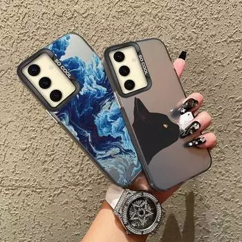 Чехол для телефона с изображением кота и бабочки для Samsung S24 Ultra S23 Plus S22 S21 S20 FE A55 A54 A53 A35 A34 A32 A25 A24 A15 A14 A13 5G, противоударный чехол-бампер Samsung Galaxy A54 5G