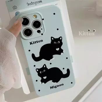 Чехол для телефона с изображением кота в синий горошек 15promax