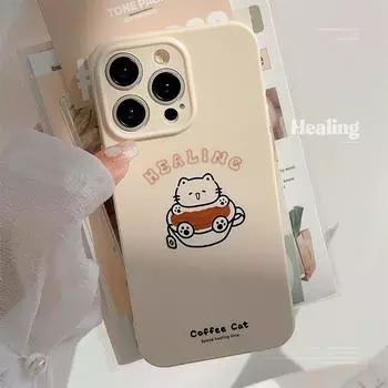 Чехол для телефона с изображением котенка в виде кофейной чашки 15promax