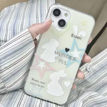 Чехол для телефона с изображением кролика и звезд Love Ins, милый мультяшный чехол 2023 для Iphone 13 12 Promax 14 Pro Max 11, силиконовый чехол Imd Soft Bunny Back Cover For iphone 14promax