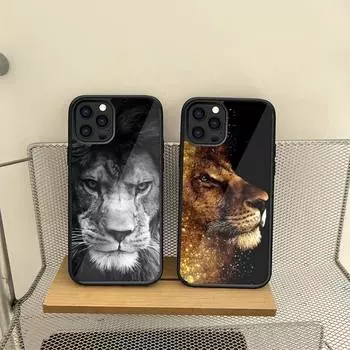 Чехол для телефона с изображением льва для Iphone 14 13 12 11 Pro Max Mini 7 6 6s 8 Plus X Xr Xs Se 2020 Fundas Shell PC TPU Cover iphone 12 pro