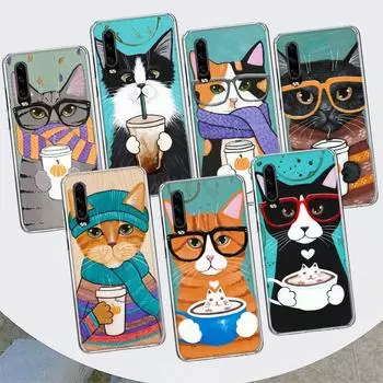 Чехол для телефона с изображением латте-кофе с молоком и котом для Huawei P30 P20 P10 P40 P50 Pro Mate 20 40 30 10 Lite, популярный Fundas Art Gift Co Huawei P30