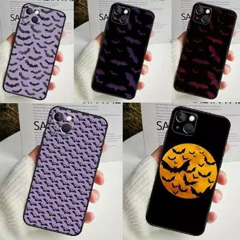 Чехол для телефона с изображением летучих мышей-вампиров на Хэллоуин для iPhone 16 15 14 12 11 13 Pro Max 7 8 Plus X XR XS Max 13 12 Mini Cover iPhone 16 Pro