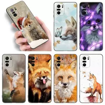 Чехол для телефона с изображением лисы для Xiaomi POCO F2 F3 M2 M3 M4 X3 X4 Pro NFC F4 GT 5G F1 X2 C3 C31 C40 M5S, мягкий черный чехол из ТПУ Xiaomi POCOphone F1