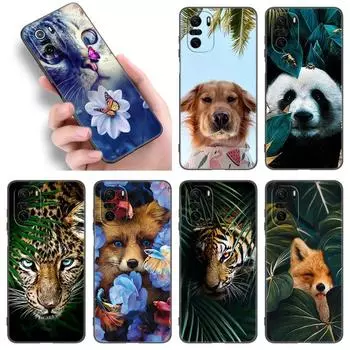 Чехол для телефона с изображением лисы, волка и цветов для Xiaomi POCO F2 F3 M2 M3 M4 X3 X4 Pro NFC F4 GT 5G F1 X2 C3 C31 C40 M5S, черный чехол из ТПУ Xiaomi POCOphone F1