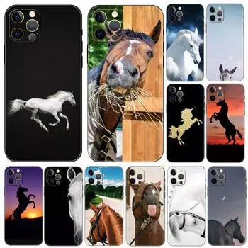 Чехол для телефона с изображением лошади для iPhone 5 5S 2020se 6 6s 7 8 plus x 10 XR XS 11 12 13 mini pro MAX, черная задняя крышка из ТПУ iphone 5 5S SE 2016
