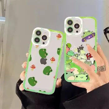 Чехол для телефона с изображением лягушки-гриба для iPhone 13 14 Pro Max XS XR 12 11 Pro 13 Mini 6 7 8 Plus, мягкая прозрачная задняя крышка iPhone 14 plus