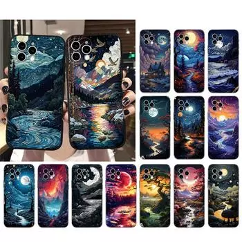 Чехол для телефона с изображением лунного ночного пейзажа для iPhone 15 14 Pro Max 13 12 11 Pro Max XSMax XR 12 13 mini 14 Plus Shell iPhone 13ProMax