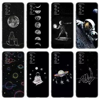 Чехол для телефона с изображением луны и космонавта в космосе для Samsung A04 A21 A30 A50 A52 S A13 A14 A22 A23 A32 A53 A73 5G A11 A12 A31 A33 A51 A70 A71 A72 Samsung A04 4G