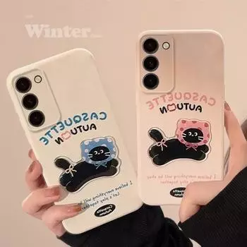 Чехол для телефона с изображением милого котенка и кошки из мультфильма для Samsung Galaxy A54 A14 A53 A23 A21S A13 A12 S24 S23 S22 Ultra S22 Plus, жесткий противоударный чехол для телефона из ПК A53-5G
