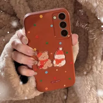 Чехол для телефона с изображением милого снеговика-медведя из мультфильма для Samsung Galaxy A54 A14 S24 S23 S22 Ultra S22 Plus A53 A23 A21S A13 A12, жесткий противоударный чехол для телефона из ПК A53-5G