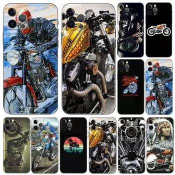 Чехол для телефона с изображением мотоцикла в стиле ретро для iphone 5 5S se 6 6s 7 8 plus x 10 XR XS 11 12 13 mini pro MAX, черная задняя крышка из ТПУ iphone 5 5S SE 2016