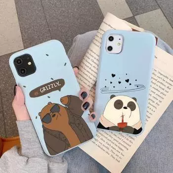 Чехол для телефона с изображением мультяшного аниме-медведя для iPhone 11 12 13 Mini Pro Xs Max 8 7 6 6S Plus X XR Solid Candy Color Case iphone 6 6s