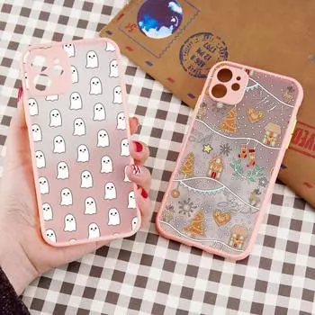 Чехол для телефона с изображением мультяшного привидения на Хэллоуин, матовый прозрачный для iPhone 7, 8, 11, 12, 13, plus, mini, x, xs, xr, pro, max iPhone12