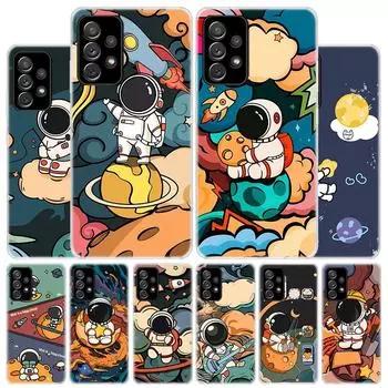 Чехол для телефона с изображением мультяшной планеты астронавта и звезды ракеты для Samsung Galaxy A51 A71 A50 A70 A40 A30 A20E A10 A41 A31 A21S A11 A01 A Samsung A51 4G
