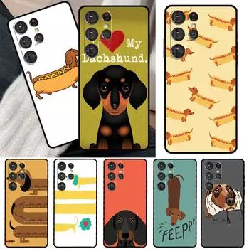 Чехол для телефона с изображением мультяшной собаки-сосиски таксы для Samsung Galaxy S23 S22 Ultra S21 S20 FE S8 S9 S10 Note 10 Plus Note 20 Ultra Galaxy S23 Plus