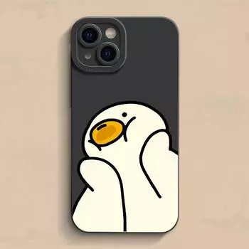 Чехол для телефона с изображением мультяшной забавной утки Swilg Duck для iPhone 15 Max 14 13 12 11 Pro Mini All Inclusive X XS XR 7 8 Plus SE For iPhone 12Pro Max кофейный