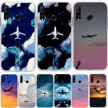 Чехол для телефона с изображением неба на фоне самолета для Huawei P20 P40 Lite P30 Pro P Smart 2019 Nova 3e 6 Se, силиконовый прозрачный мягкий чехол Honor 10