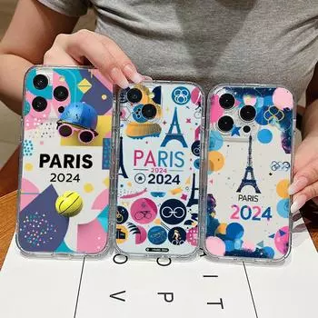 Чехол для телефона с изображением Олимпийских игр в Париже в стиле фэнтези для iPhone 15 Pro Max 14 13 Pro 12 11 XS 8 7, прозрачный противоударный тонкий мягкий чехол из ТПУ iPhone 15