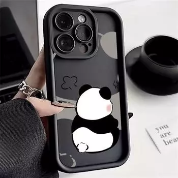 Чехол для телефона с изображением панды для iPhone 15 14 Pro Max 11 12 13 Pro XS Max XR X SE 7 8 15 Plus 14Pro, роскошный мягкий чехол For iPhone 15