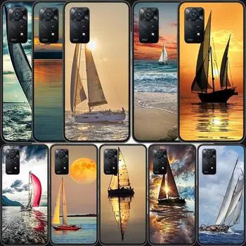 Чехол для телефона с изображением парусной лодки для Xiaomi Redmi Note 12 Plus 12S 11 11T Pro 5G 11E 11S 4G 10 10S 9 9S 9T 8 8T 7 6 5 Cover Shell Coque S Redmi Note 10 5G