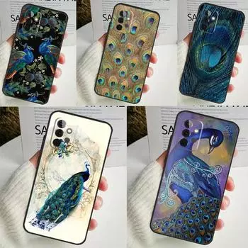 Чехол для телефона с изображением пера павлина для Samsung Galaxy A14 A34 A54 A12 A32 A52 A51 A71 A53 A33 A13 A15 A25 A35 A55 Samsung A13 4G