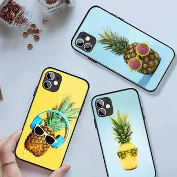 Чехол для телефона с изображением пляжных фруктов и ананаса для IPhone 14 13 12 11 XS X 8 7 6 Plus Mini Pro Max SE 2022, черный стеклянный чехол из поликарбоната и ТПУ iPhone 14